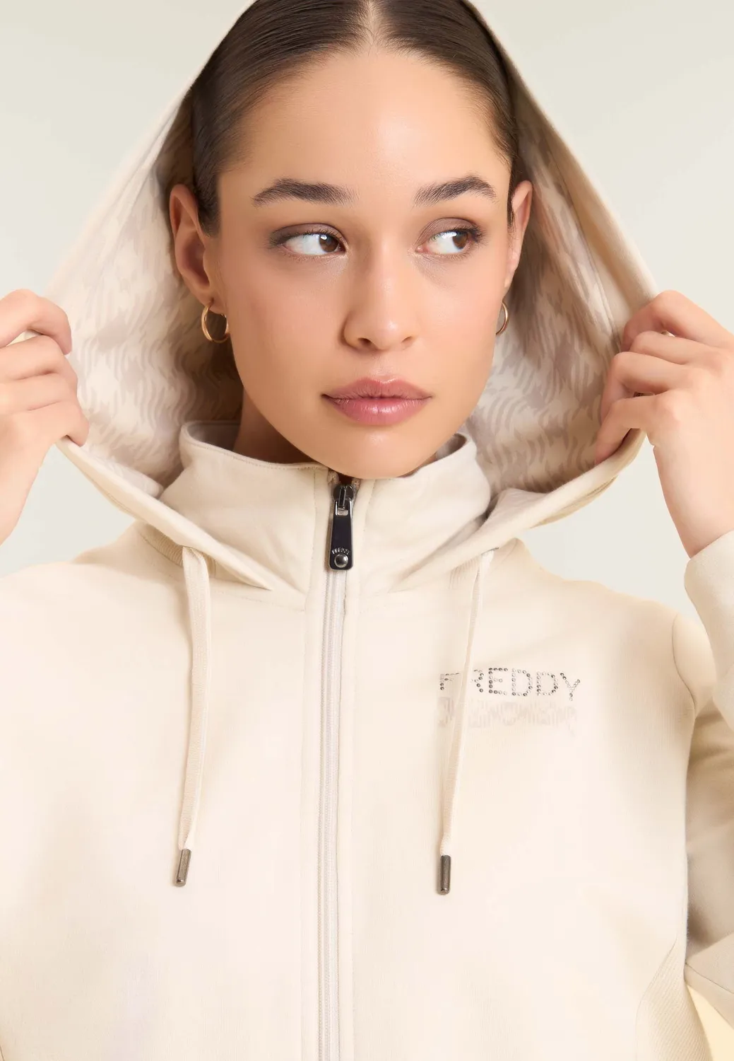 Freddy Kapuzenjacke Schwarz Full-Zip Rippstrick