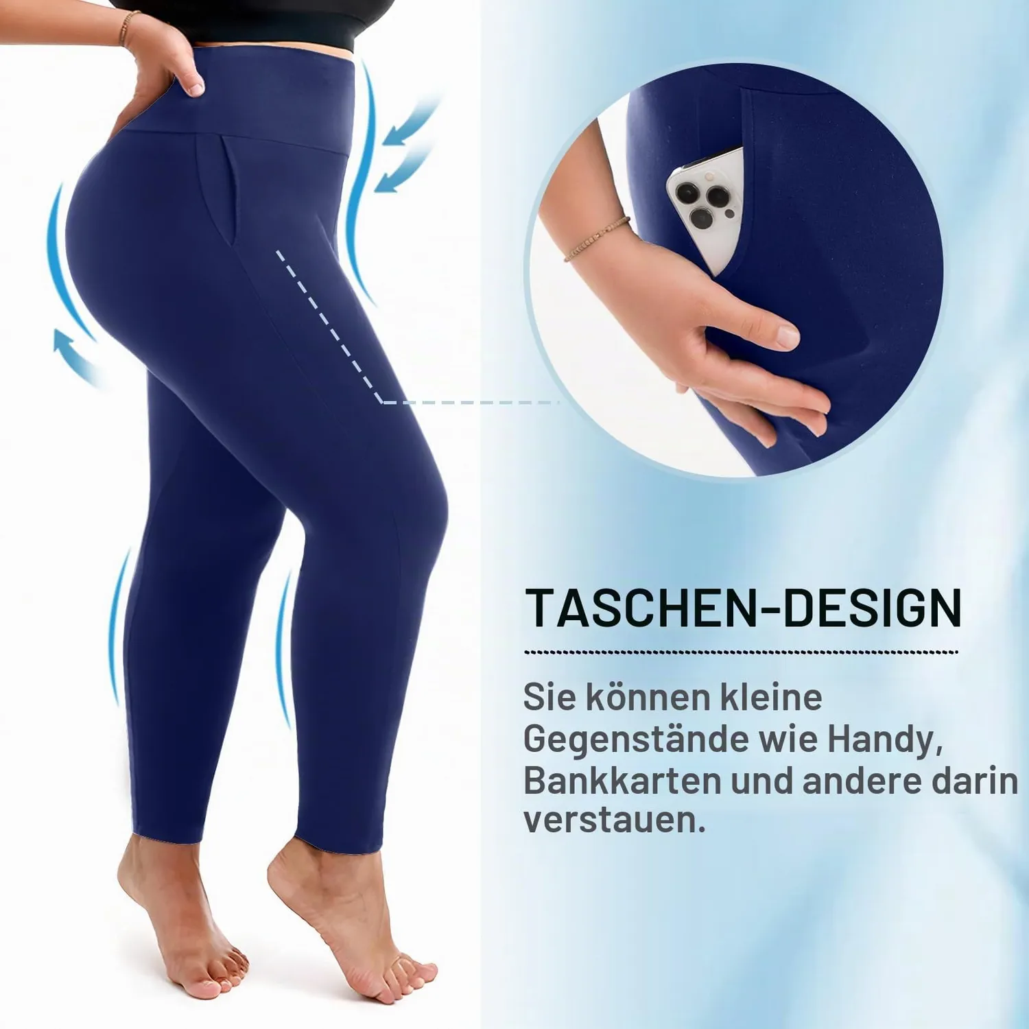 SINOPHANT High Waist Trainingsleggings schwarz blickdicht