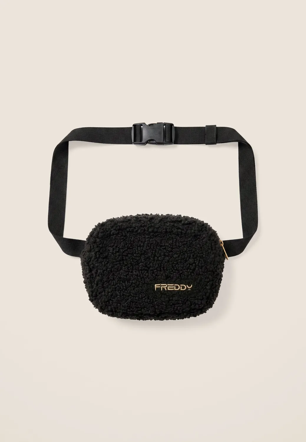 Freddy Sherpa Umhängetasche schwarz Teddyplüsch warm