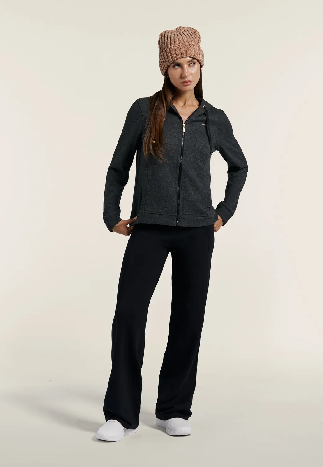 Freddy Damen Kapuzenjacke Full-Zip Tricot Melange Black