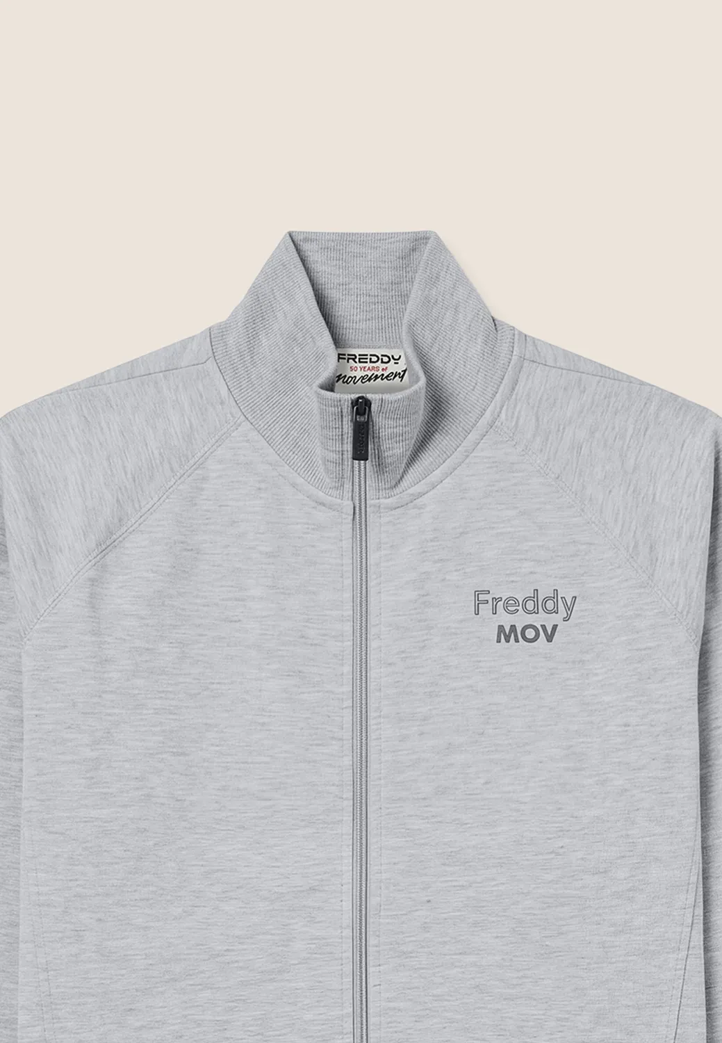 Freddy Boxy Sweatjacke Cropped Melange Grau Full-Zip