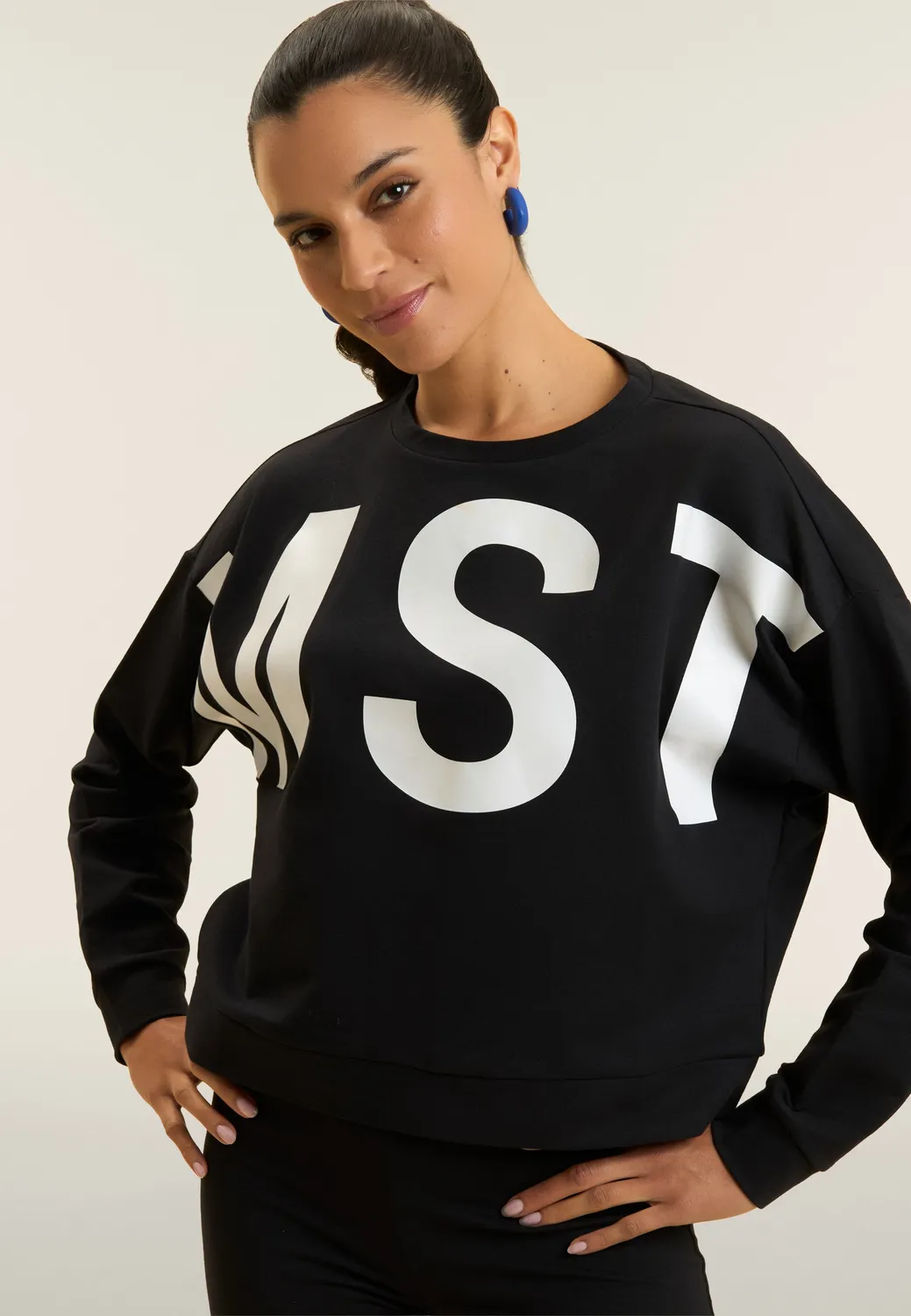Freddy Cropped Sweatshirt MST Print Schwarz