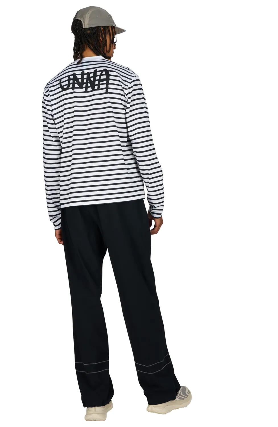UNNA Striped LS Langarmshirt Herren Weiß-Navy gestreift