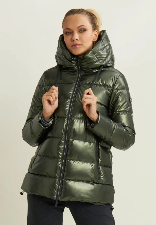 Freddy Damen Steppjacke Kapuze Schwarz Nero