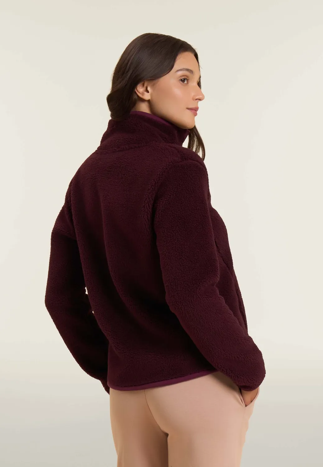 Freddy Sherpa-Fleecejacke Damen Stehkragen Schwarz