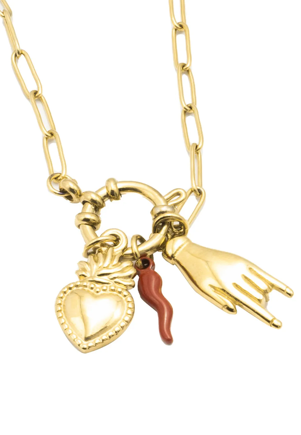 Freddy Kette Edelstahl gold Herz 45 cm Anhänger