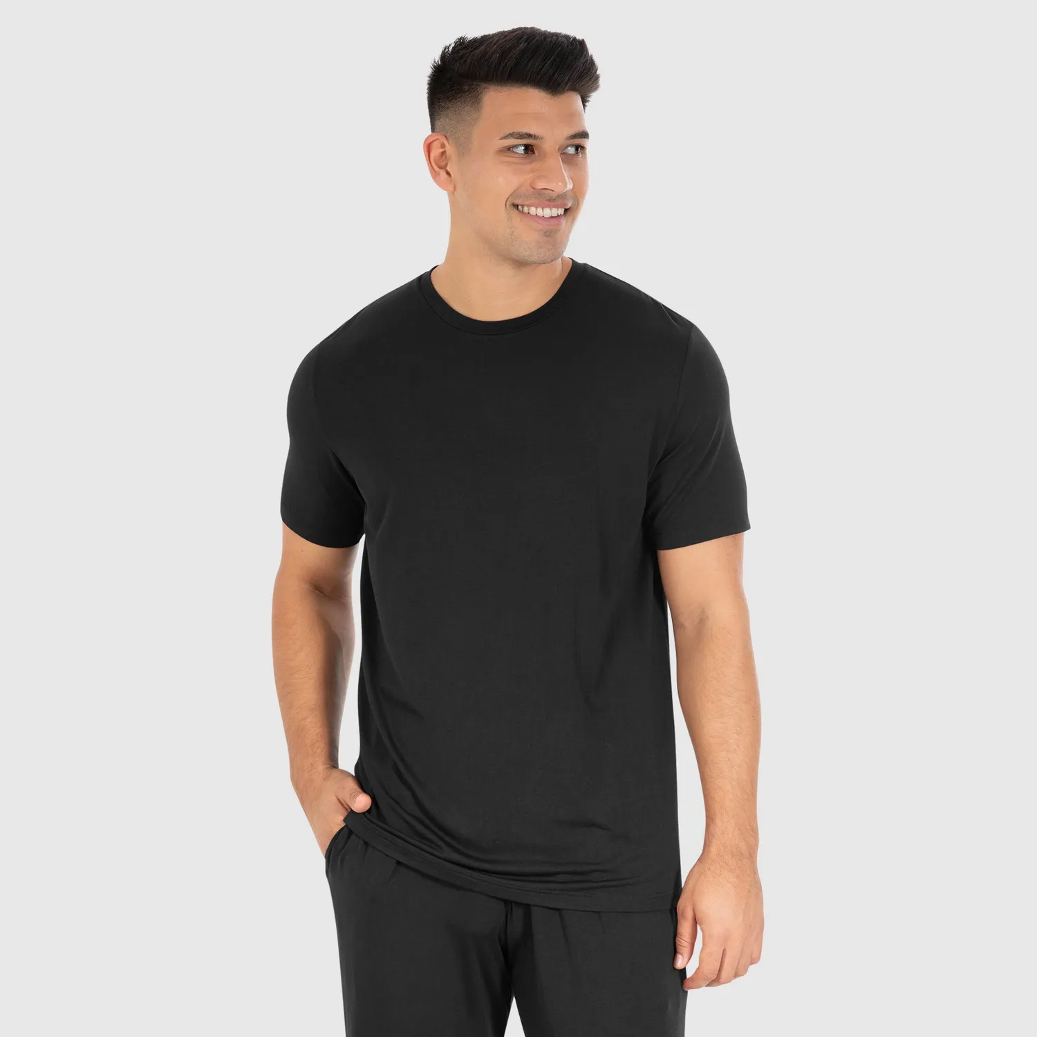 Smilodox Lunara Ilian Modal T-Shirt Schwarz Meliert