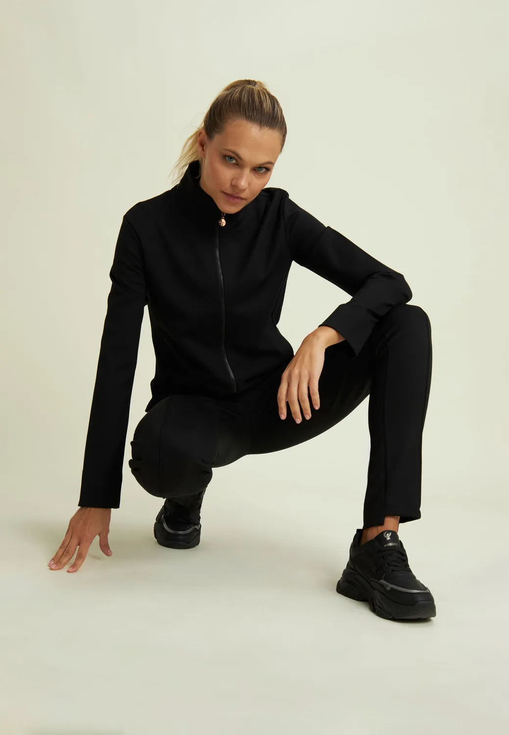 Freddy Viskose Freizeithose Asymmetrisch Schwarz Hohe Taille