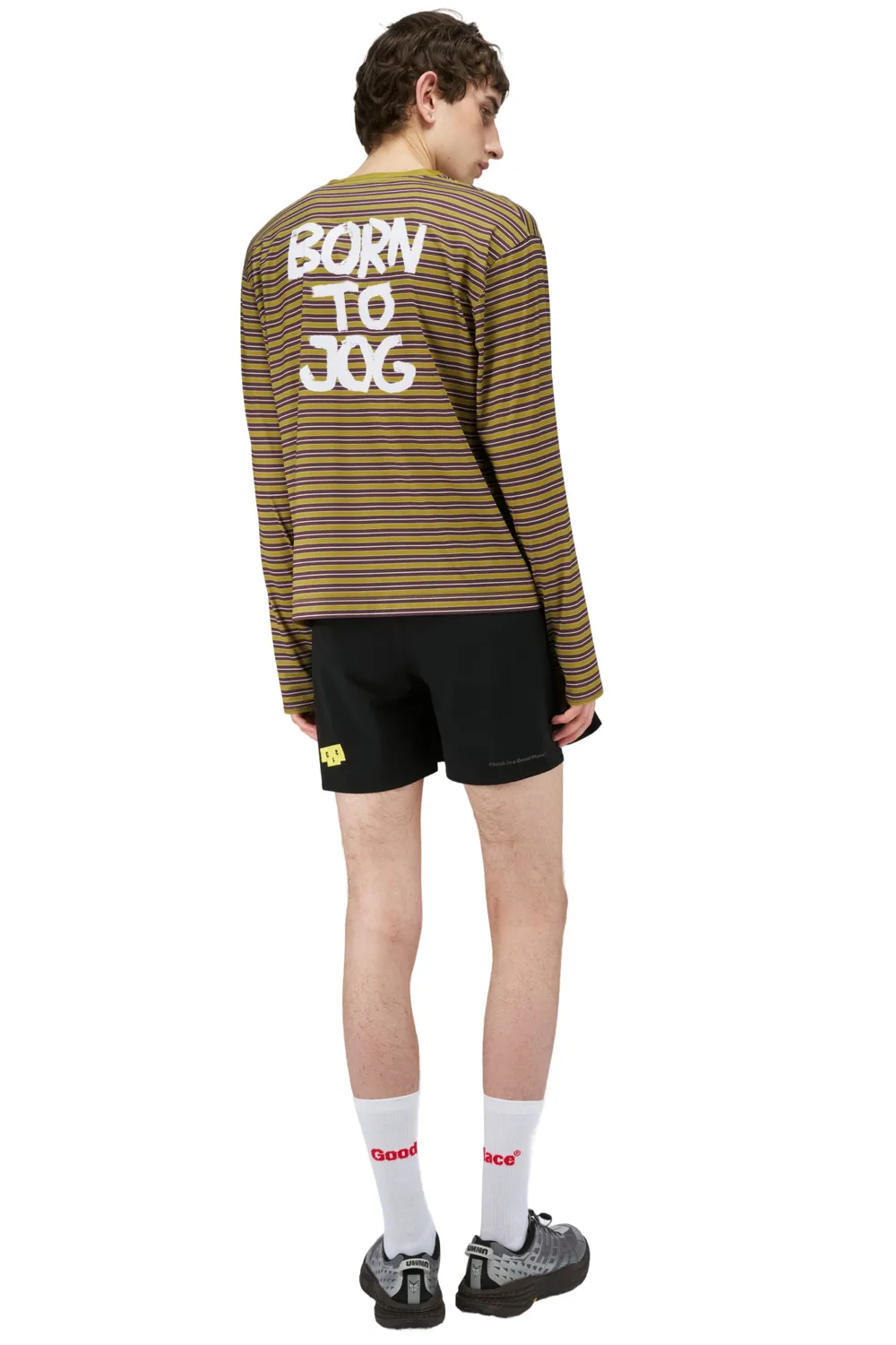 UNNA Striped LS Laufshirt Mud Gold langarm recycelt