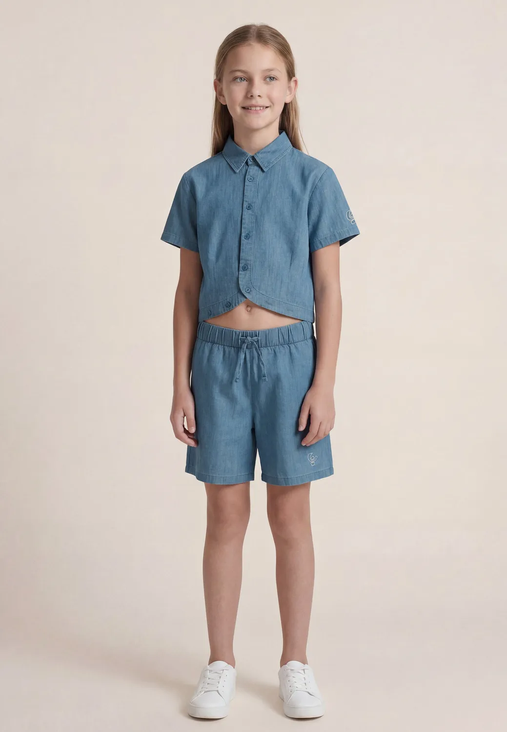 Freddy Mädchen Shorts Chambray Hellblau regular