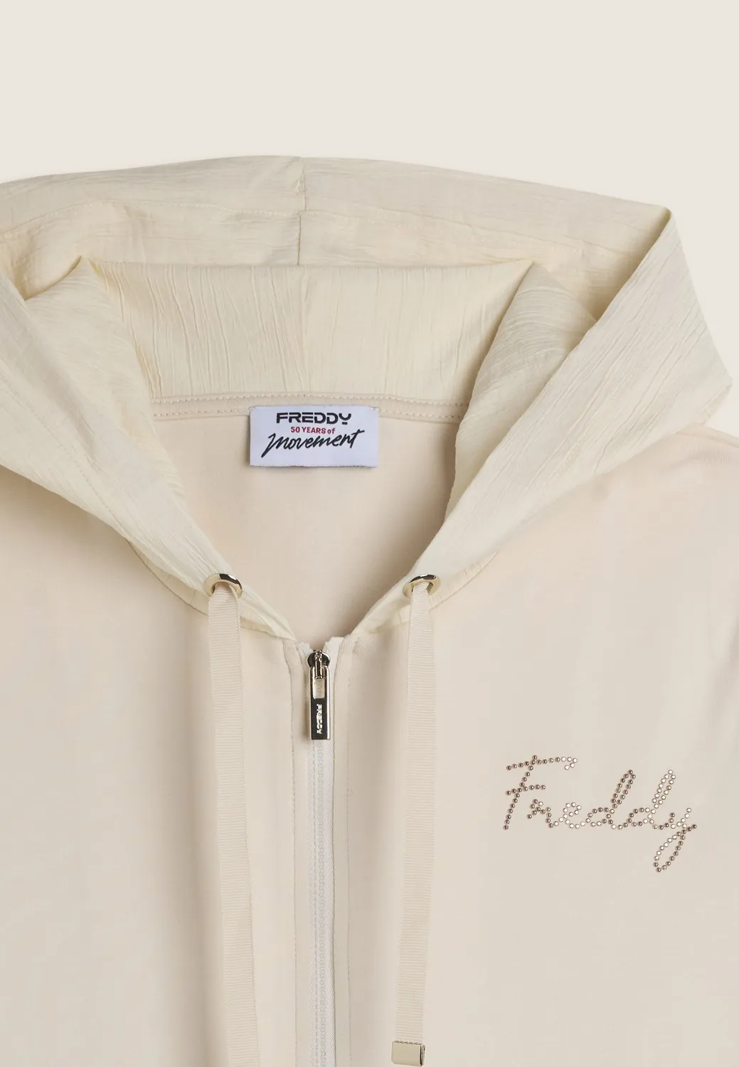 Freddy Zip Hoodie Damen Schwarz M Crinkle Kapuze Nieten