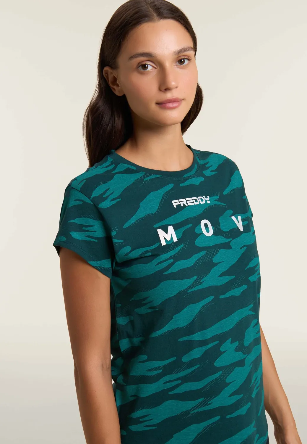 Freddy Camouflage T-Shirt Altrosa Flügelärmel