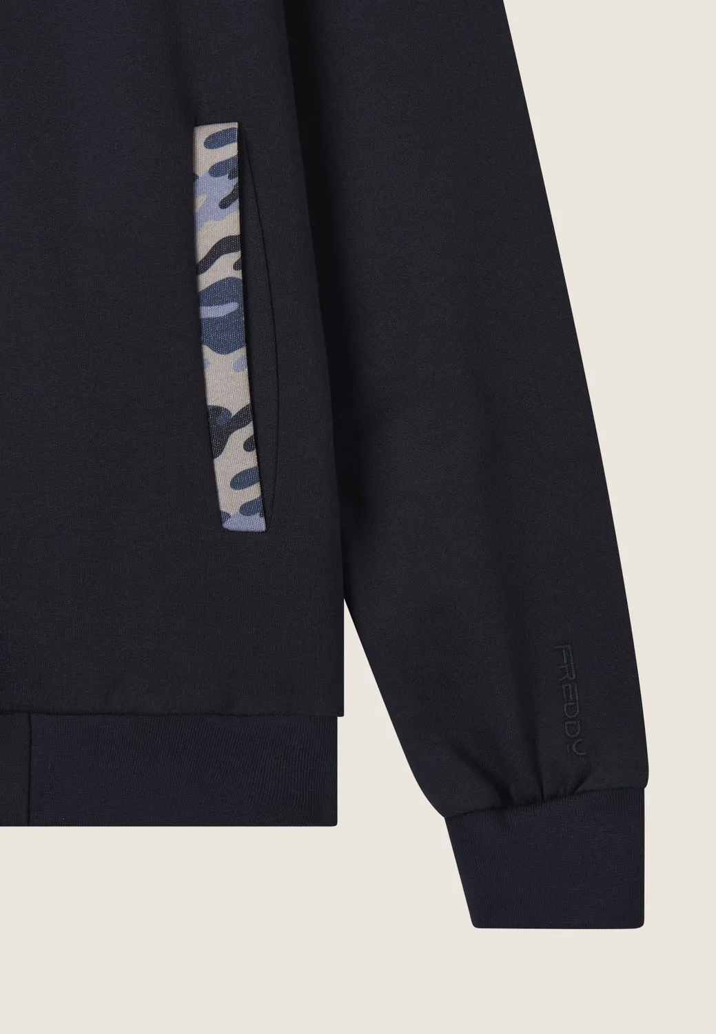 Freddy Herren Sweatjacke Zip Camouflage Schwarz