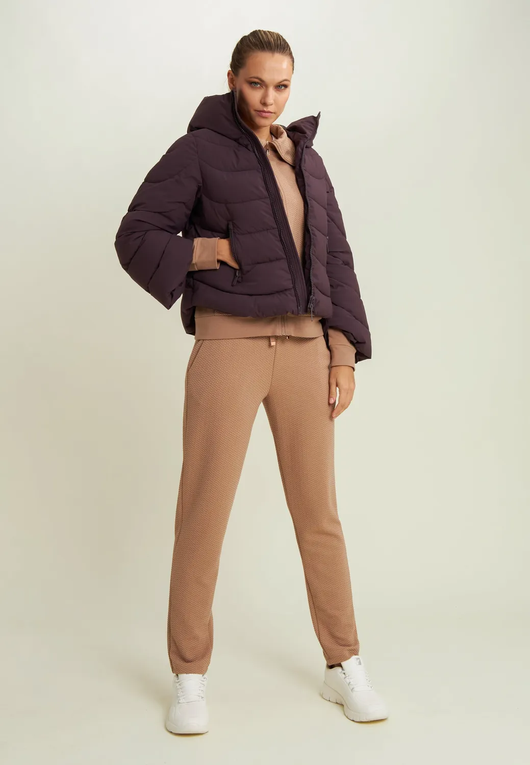 Freddy Cropped Daunenjacke Plum Perfect hoher Bund warm