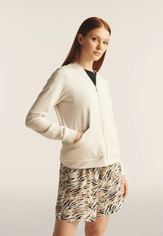 Freddy Sweatjacke Rippkragen Animalier Black Zebra Stretch
