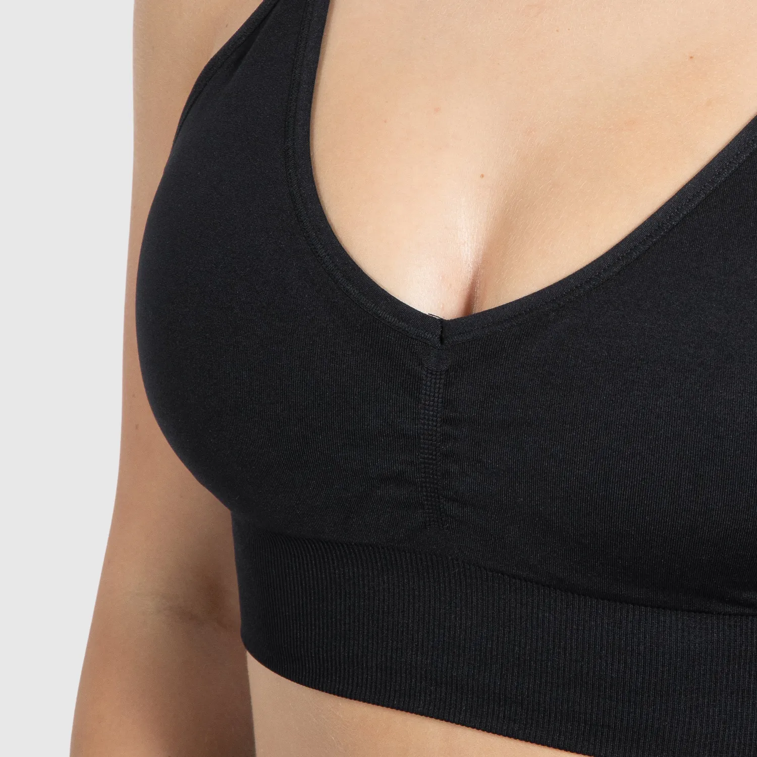 Smilodox Maria Solid Scrunch Sport BH Damen V-Ausschnitt