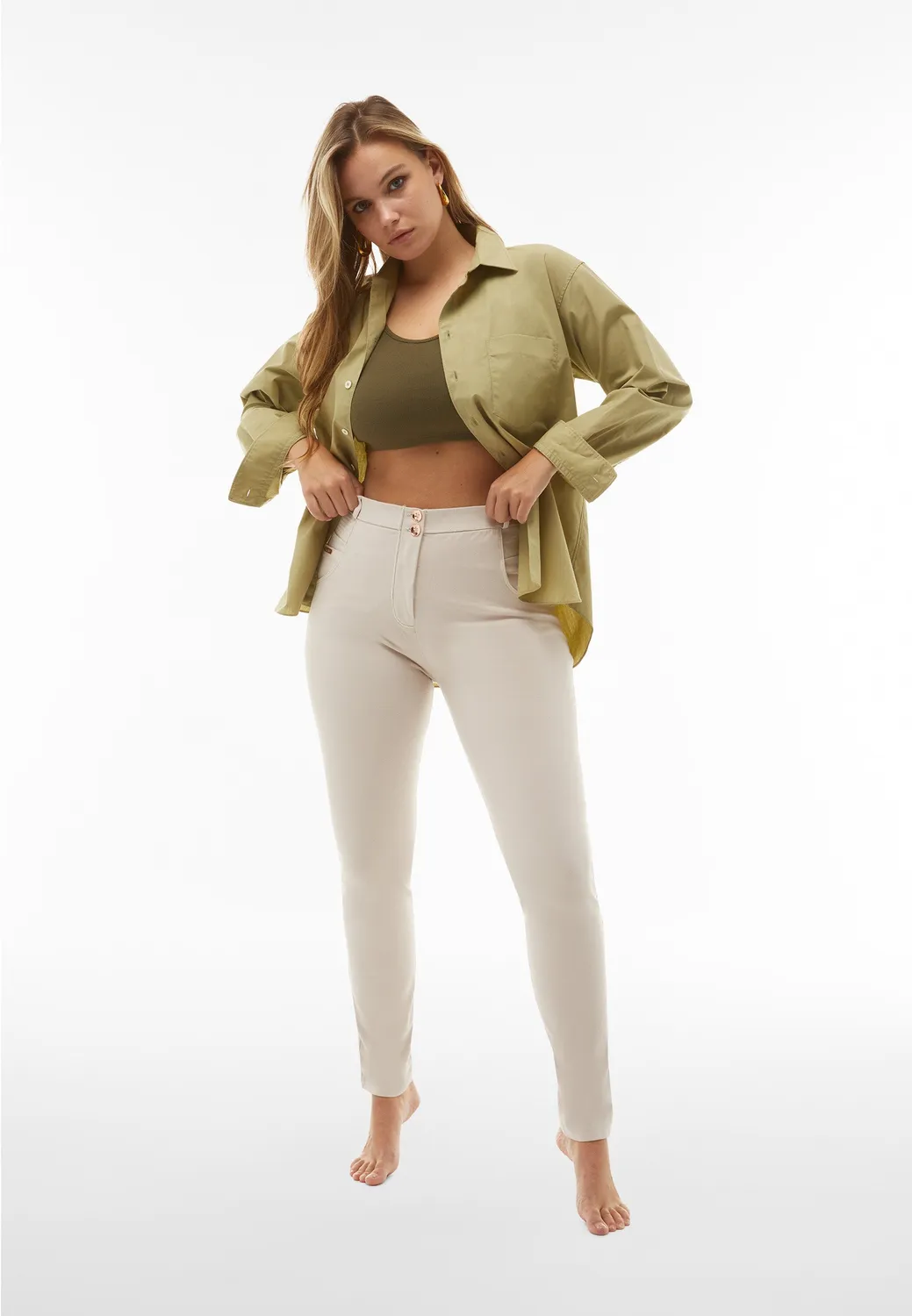 Freddy WR.UP High Waist Chinohose Crystal Gray shaping