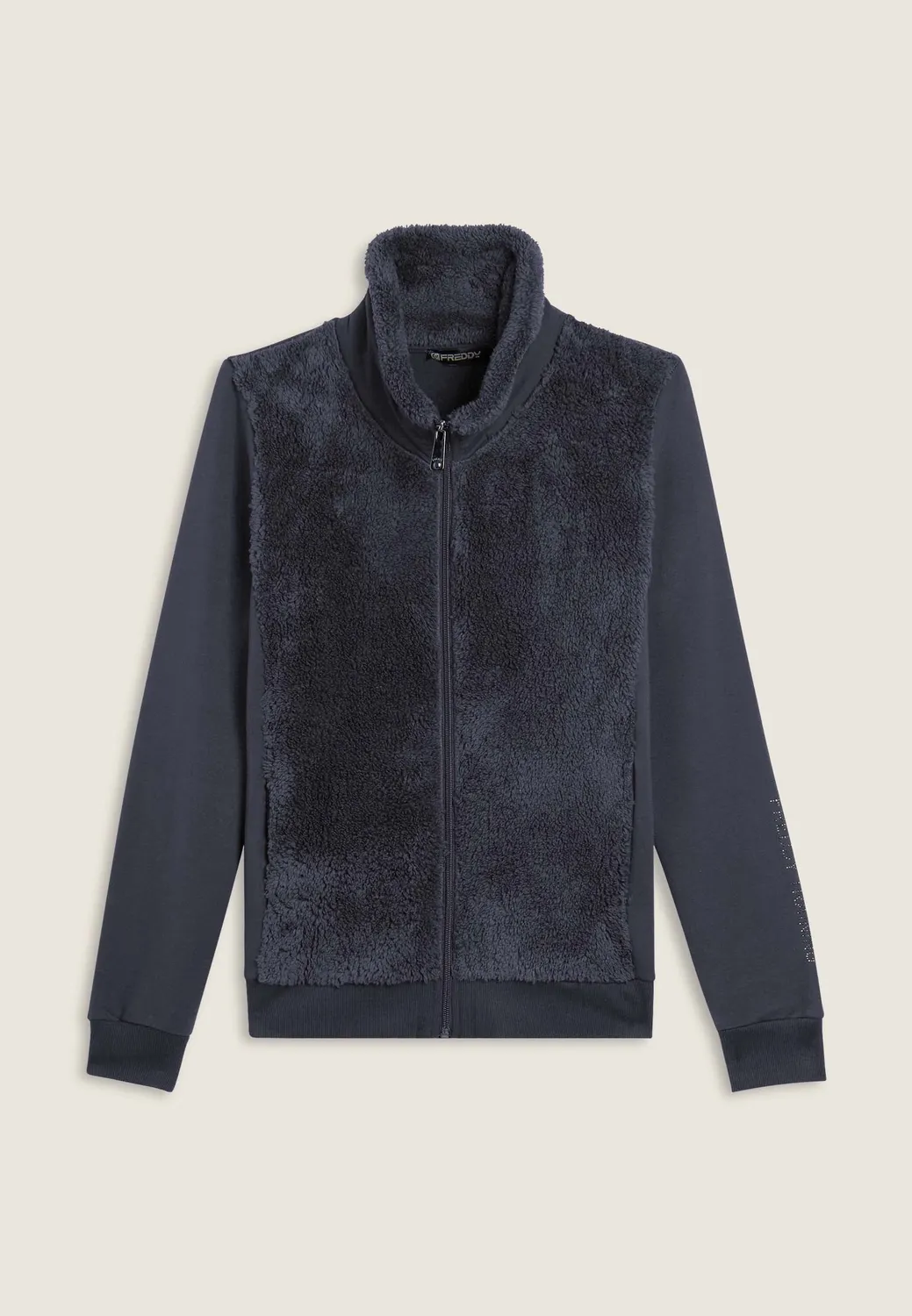 Freddy Sherpa Sweatjacke Damen mit Zip hoher Kragen