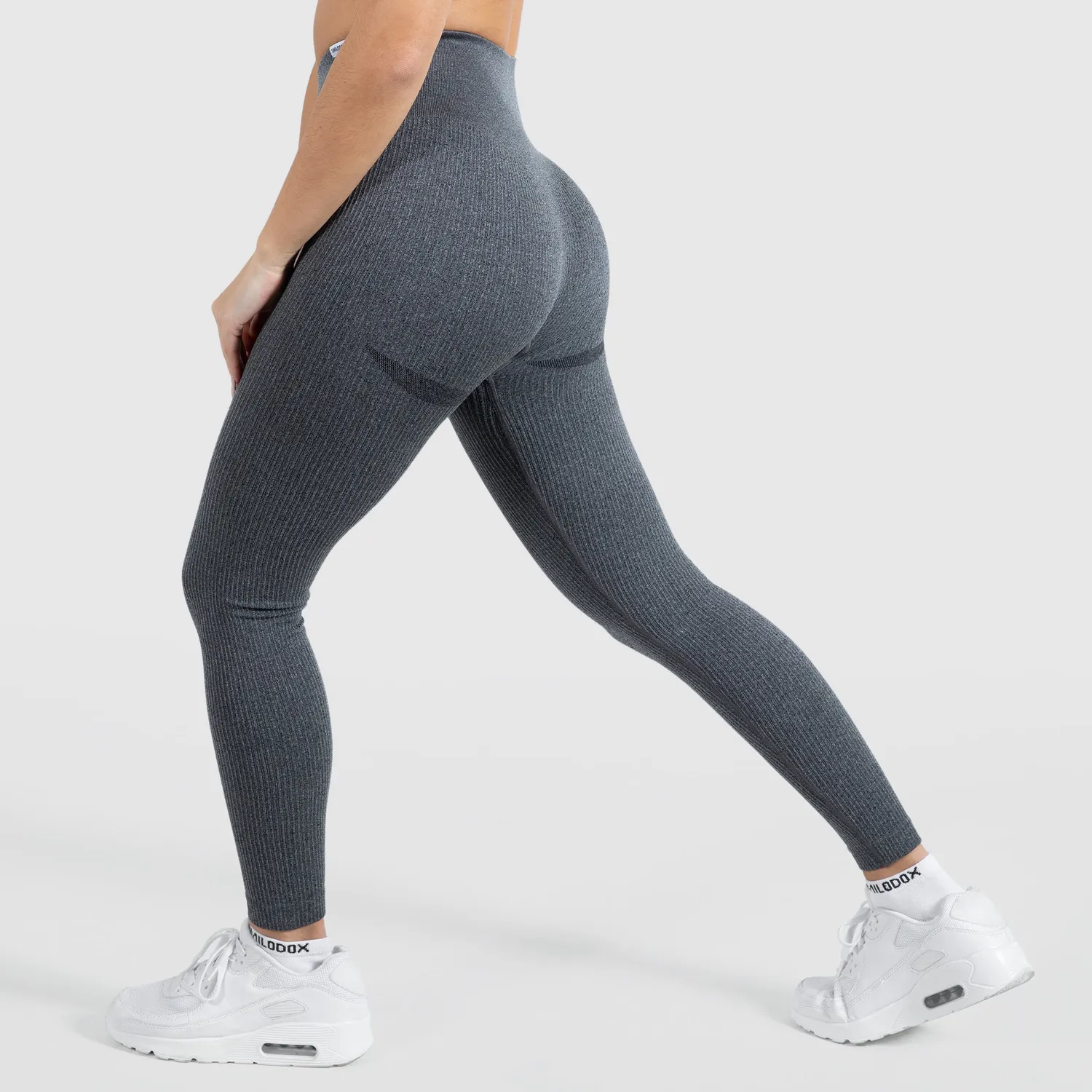 Smilodox Amaze Ripp Leggings Damen Schwarz Kompression