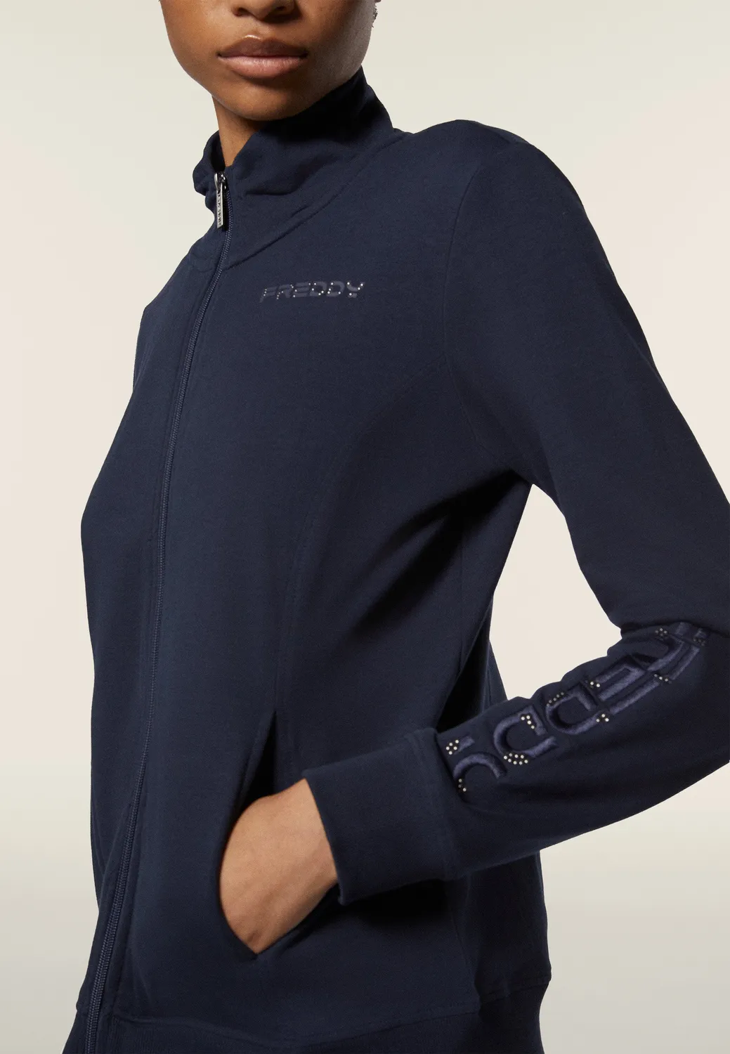 Freddy Sweatjacke Damen Regular Fit schwarz Sticklogo