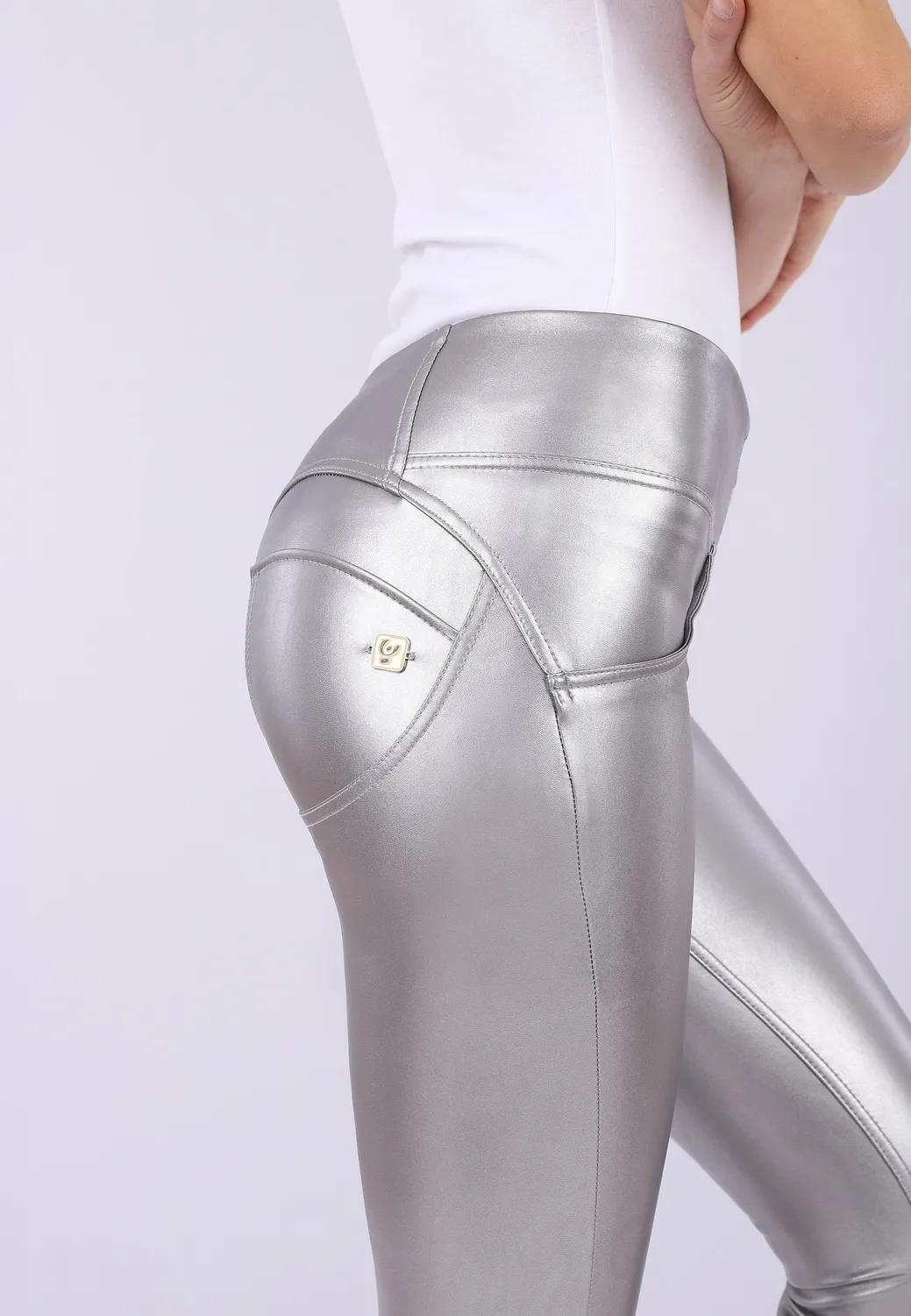 Freddy WR.UP Skinny Hose silber Metallic Kunstleder