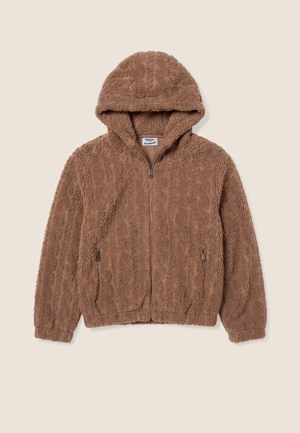 Freddy Sherpa Jacke mit Kapuze Chanterelle M45 Zopfstrick