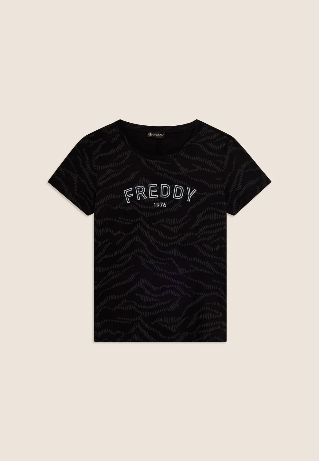 Freddy T-Shirt Logo 1976 Animalier schwarz Baumwolle