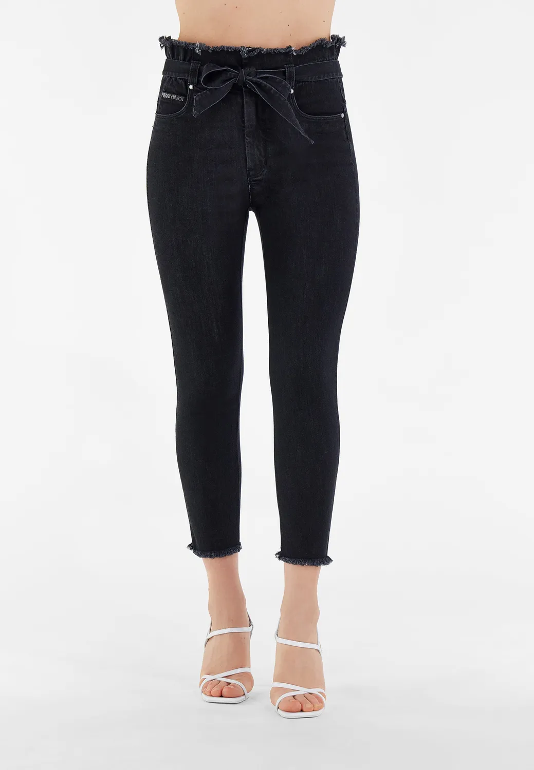 Freddy Black 7/8 Jeans High Waist Gürtel schwarz