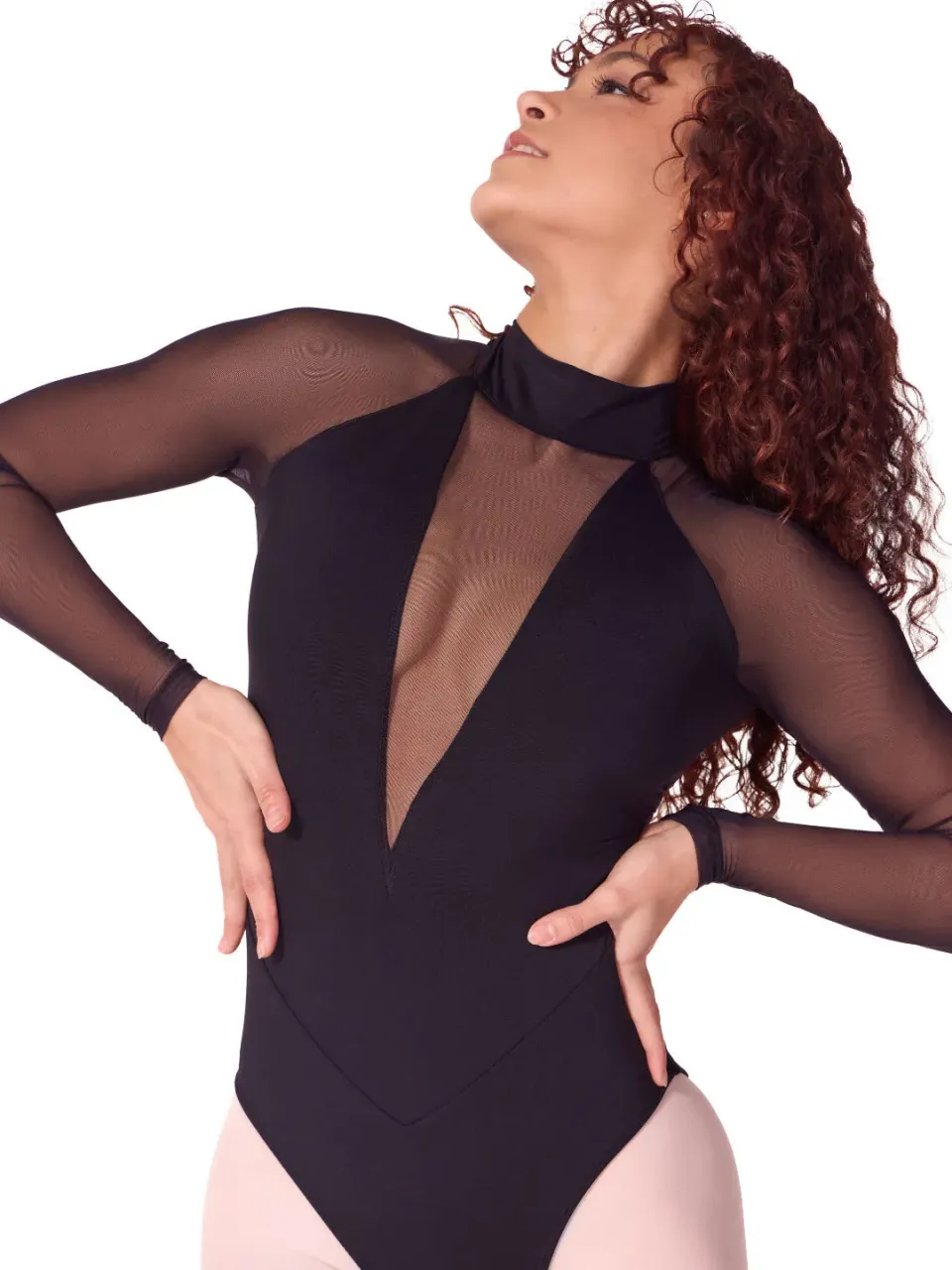 Capezio Soft Elegance EL109W Langarm-Trikot Schwarz Mesh