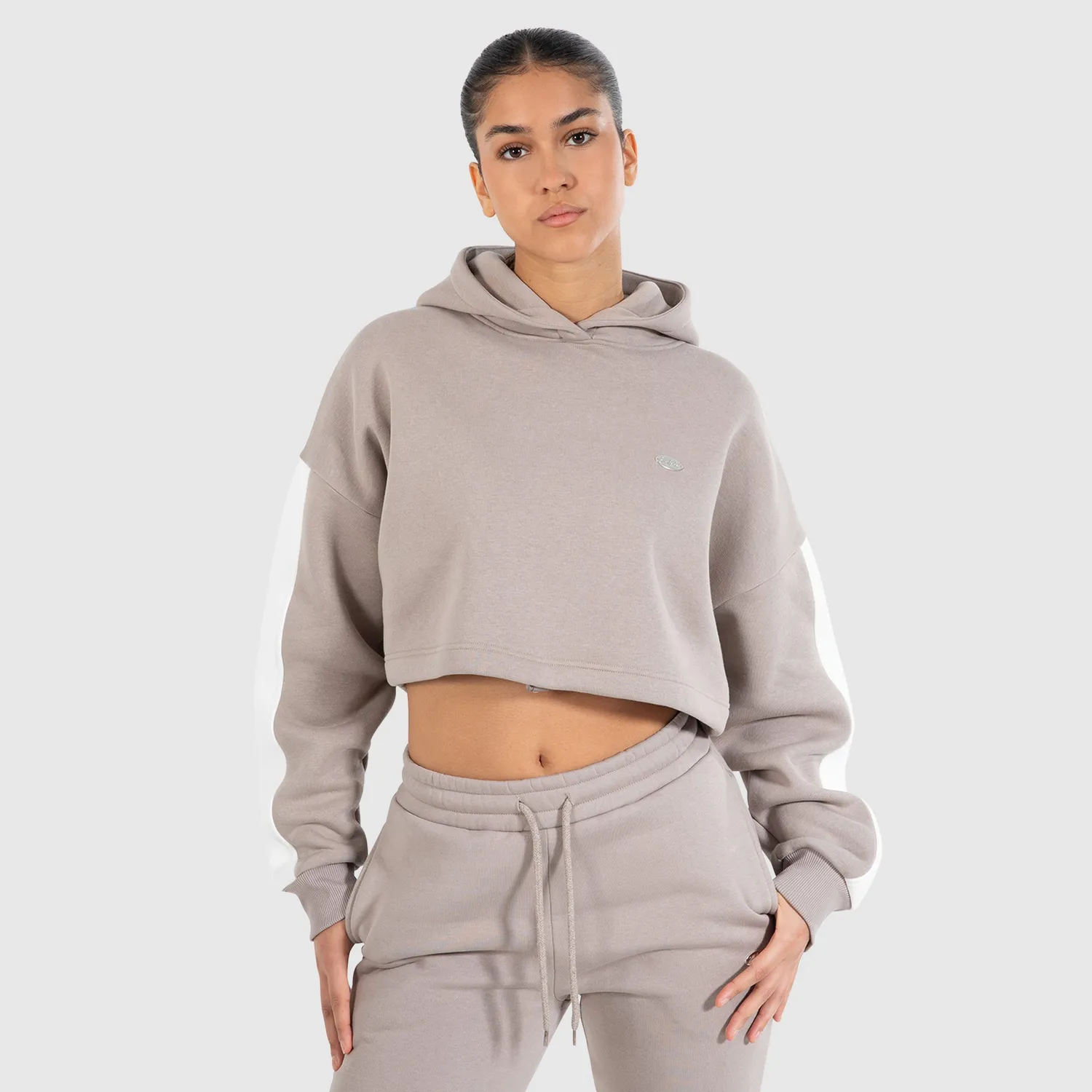Smilodox Lunara Amaya Crop-Hoodie Schwarz Oversize