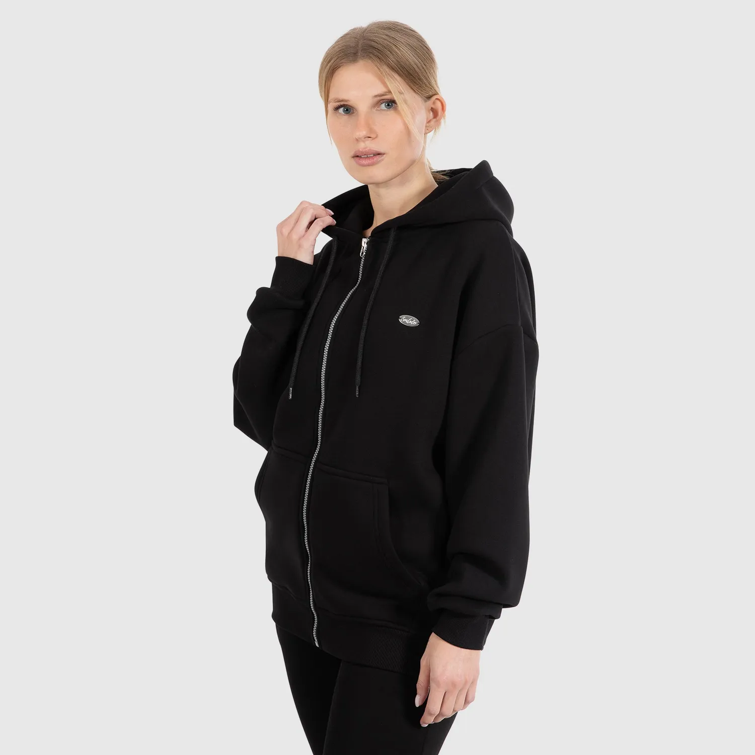 Smilodox Sorea Eda Zip Hoodie Schwarz Oversize