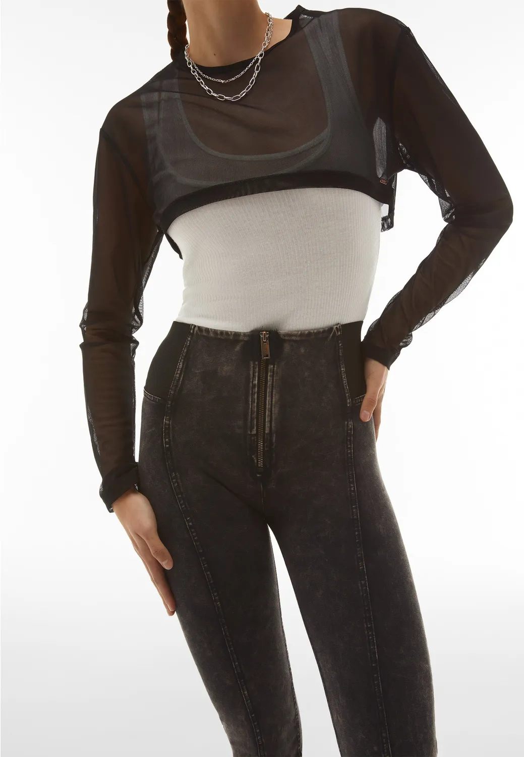Freddy WR.UP Ice Wash High Waist Hose Navy Peony Push-up