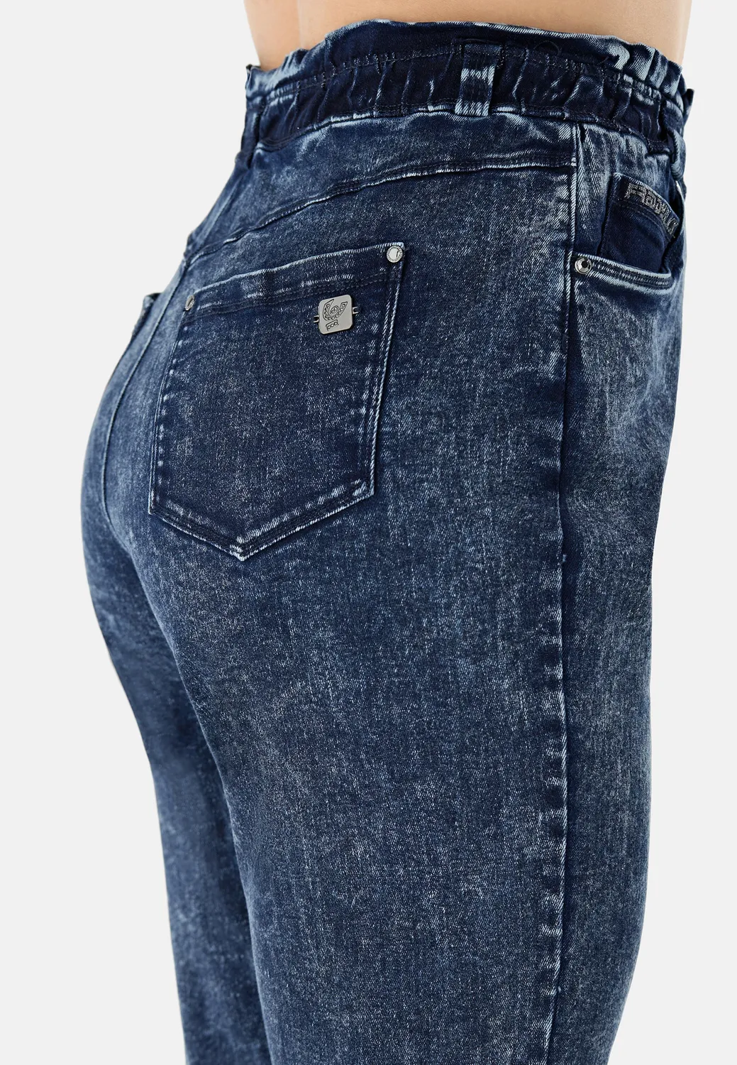 Freddy Black Skinny Jeans Marble superhoher Bund weiß