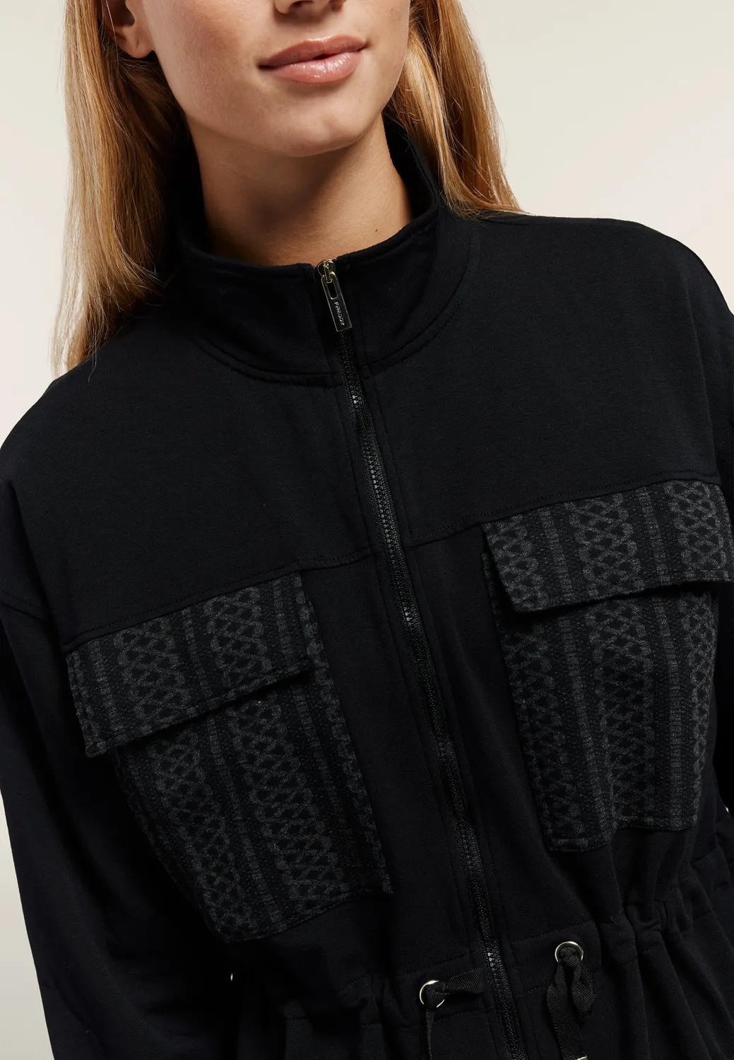 Freddy Stehkragen Full-Zip Sweatjacke schwarz Modal