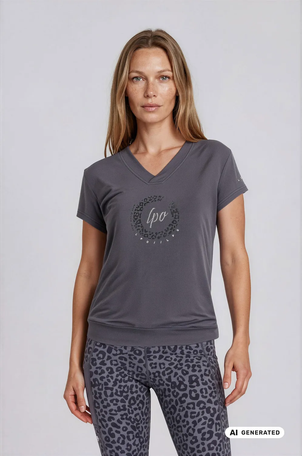 LPO Christel Funktionsshirt Damen dunkelgrau V-Ausschnitt