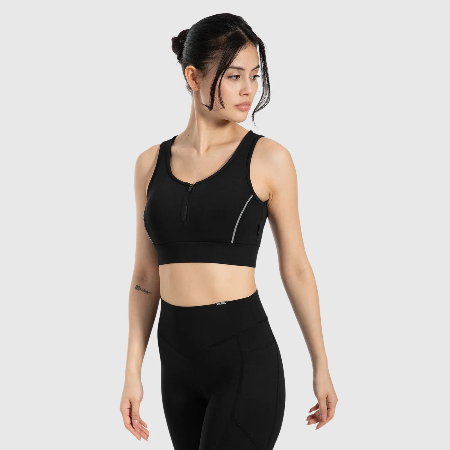 Smilodox Kathi Sport BH Damen Schwarz Frontreißverschluss