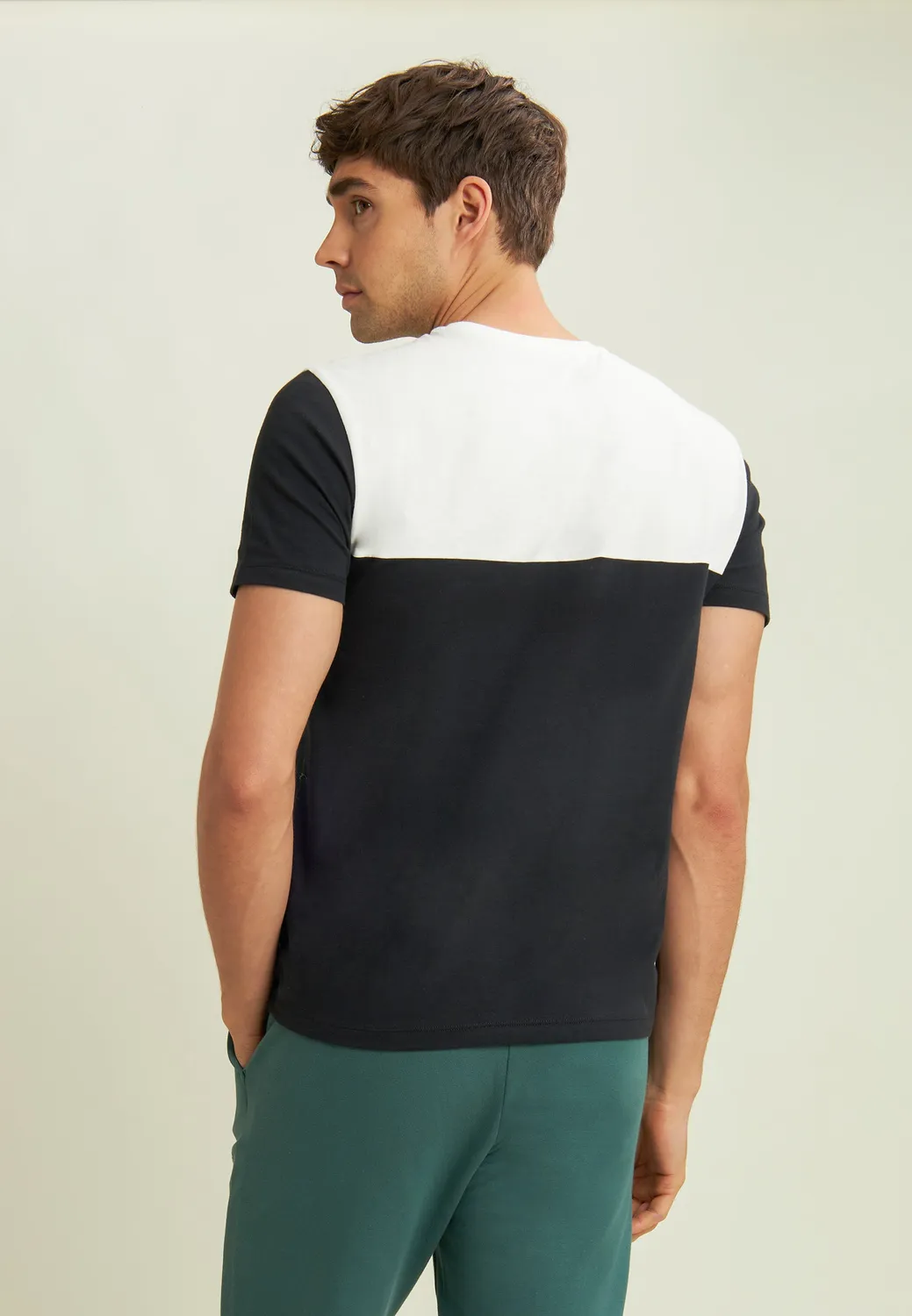 Freddy Colour Block T-Shirt Herren schwarz weiß Baumwolle