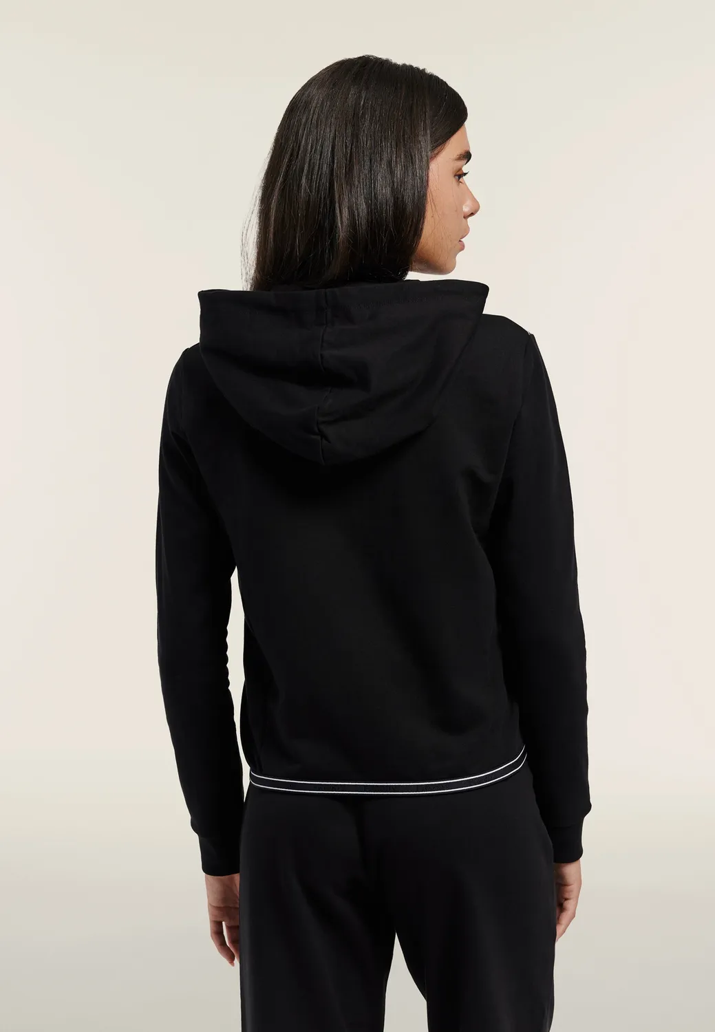 Freddy Cropped Hoodie Kapuzenpulli Damen Schwarz elastisch