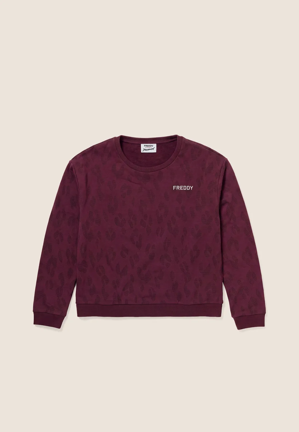 Freddy Leopard Sweatshirt Damen Schwarz Baumwolle Regular Fit