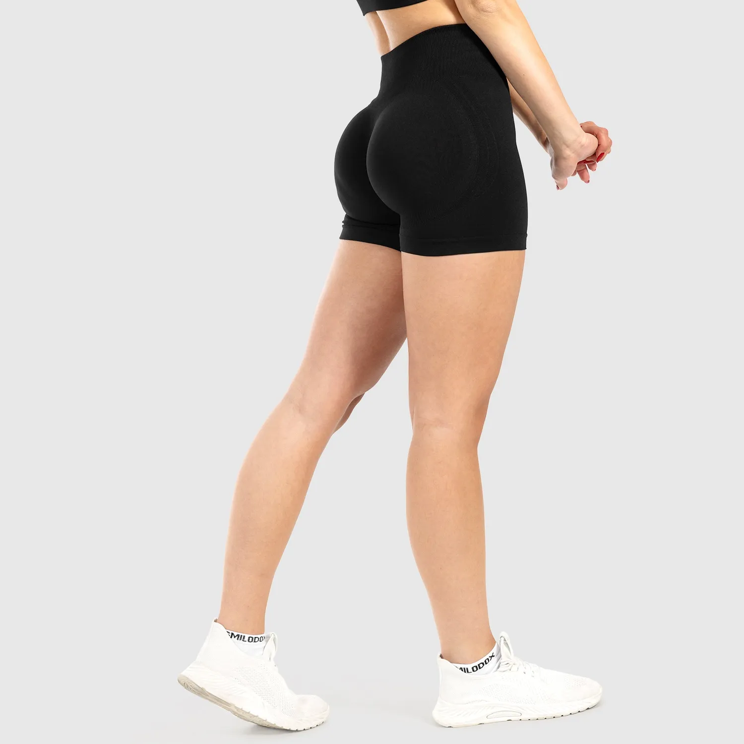 Smilodox Cetrina Scrunch Issy Shorts Schwarz High Waist