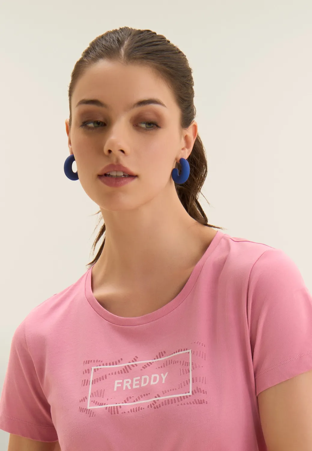 Freddy T-Shirt Logo Welle Nero Baumwolle kurzarm