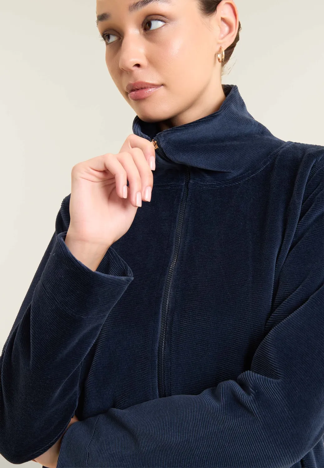 Freddy Cropped Sweatjacke Chenille Zip Dark Sapphire
