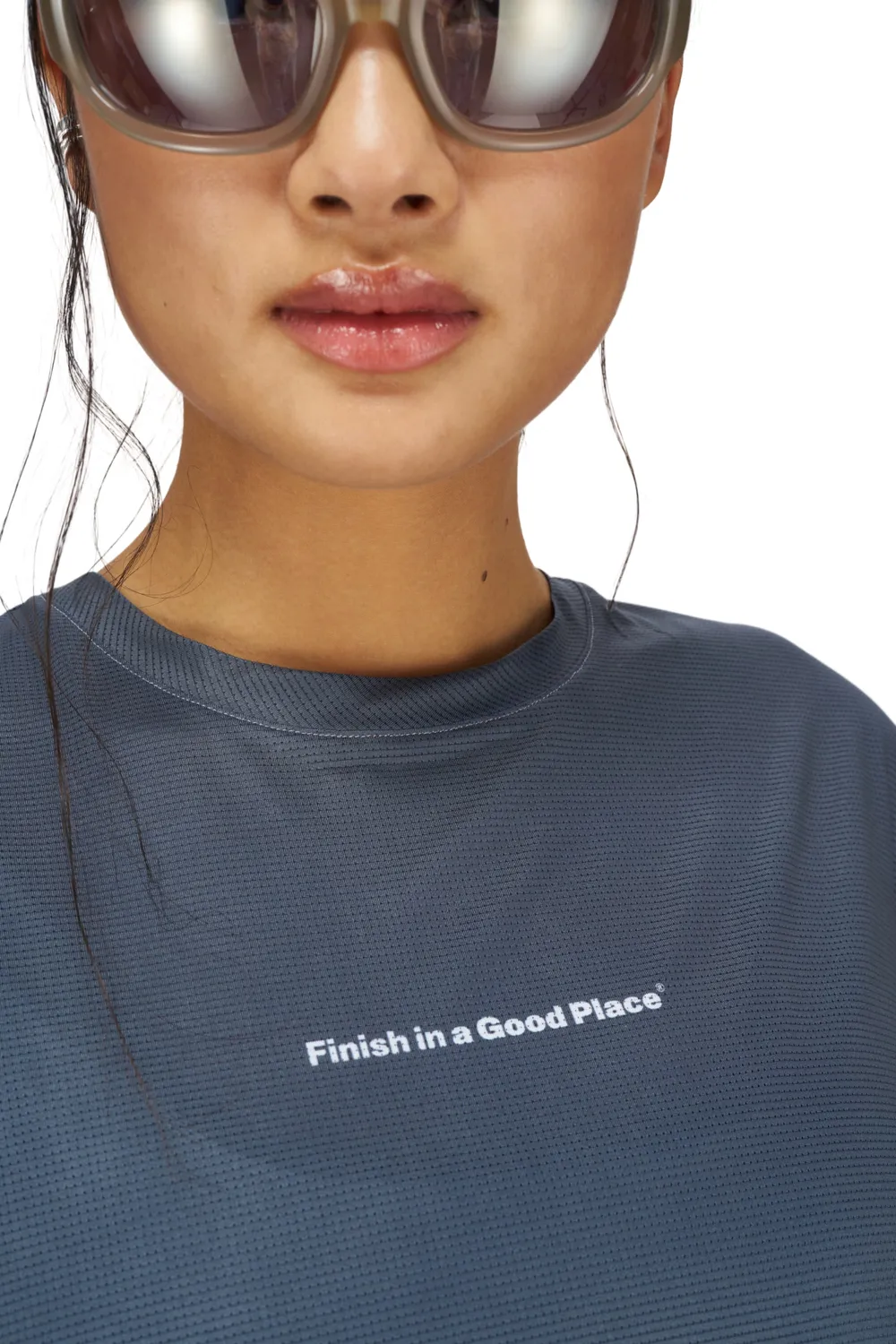 UNNA Wavy Tee Laufshirt Damen Blue Grey atmungsaktiv