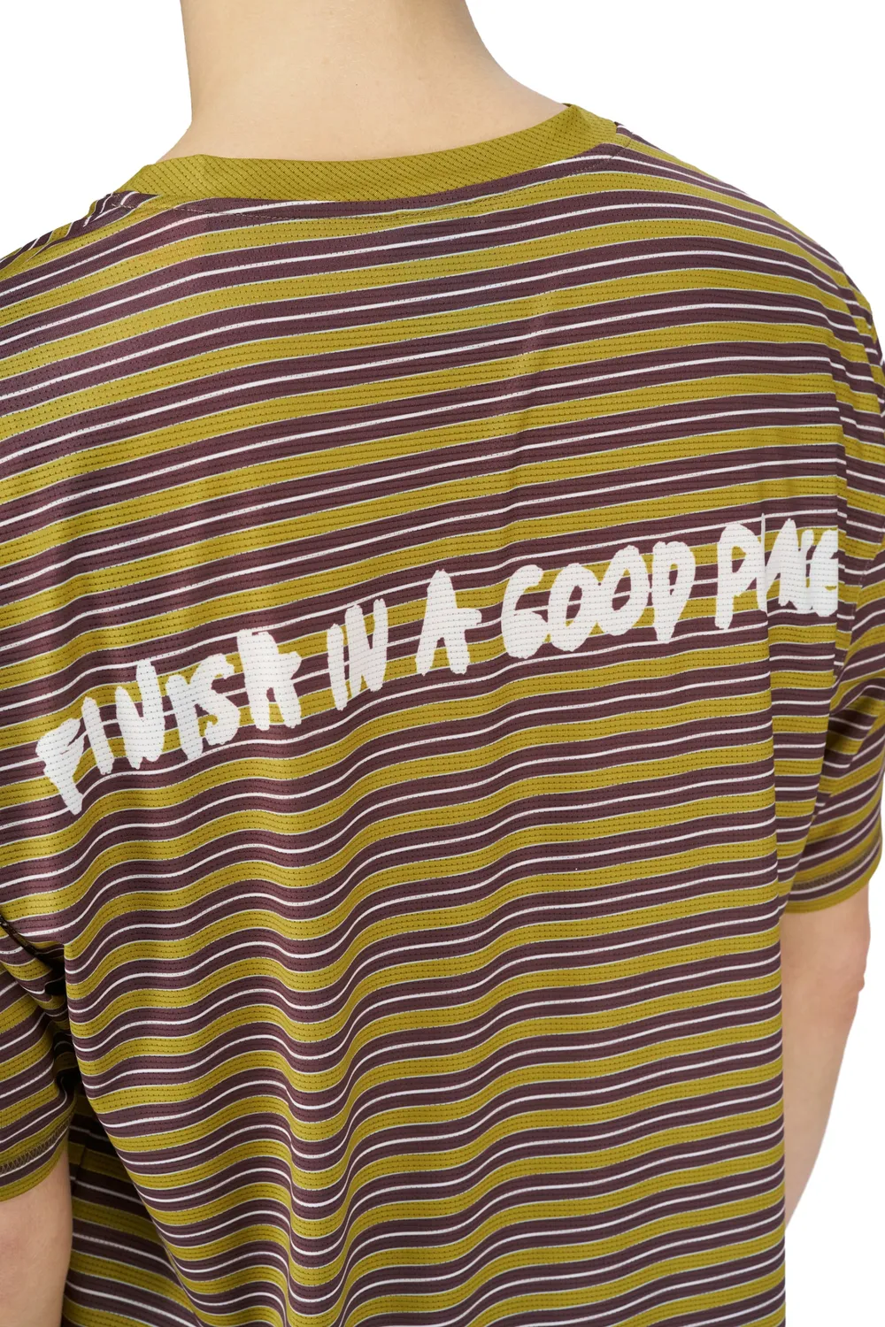 UNNA Wavy Tee Striped Laufshirt Mud Gold atmungsaktiv