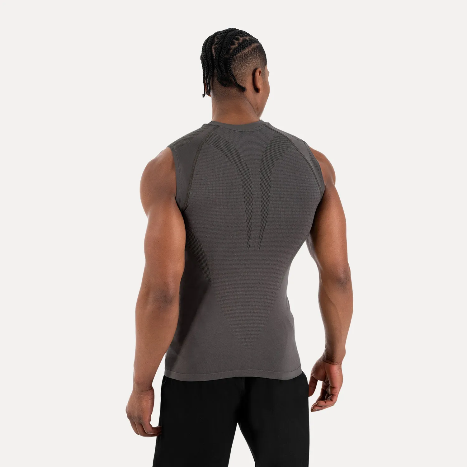 Smilodox Carnos Tank Top Herren Schwarz Kompression Seamless