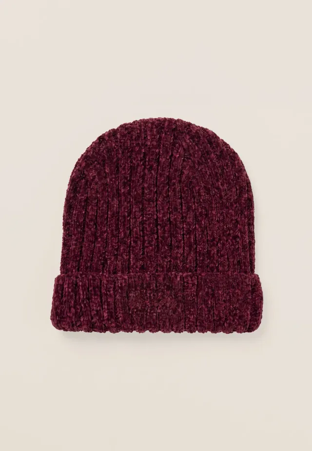 Freddy Beanie Rippstrick Chenille schwarz Damen