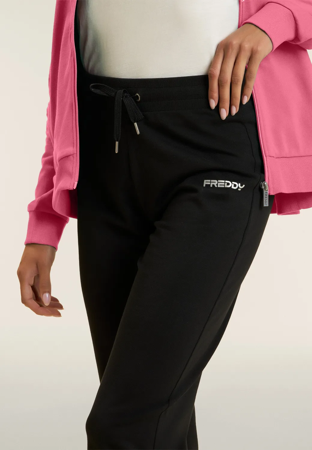 Freddy Trainingsanzug Kapuze Rosa-Schwarz Baumwolle