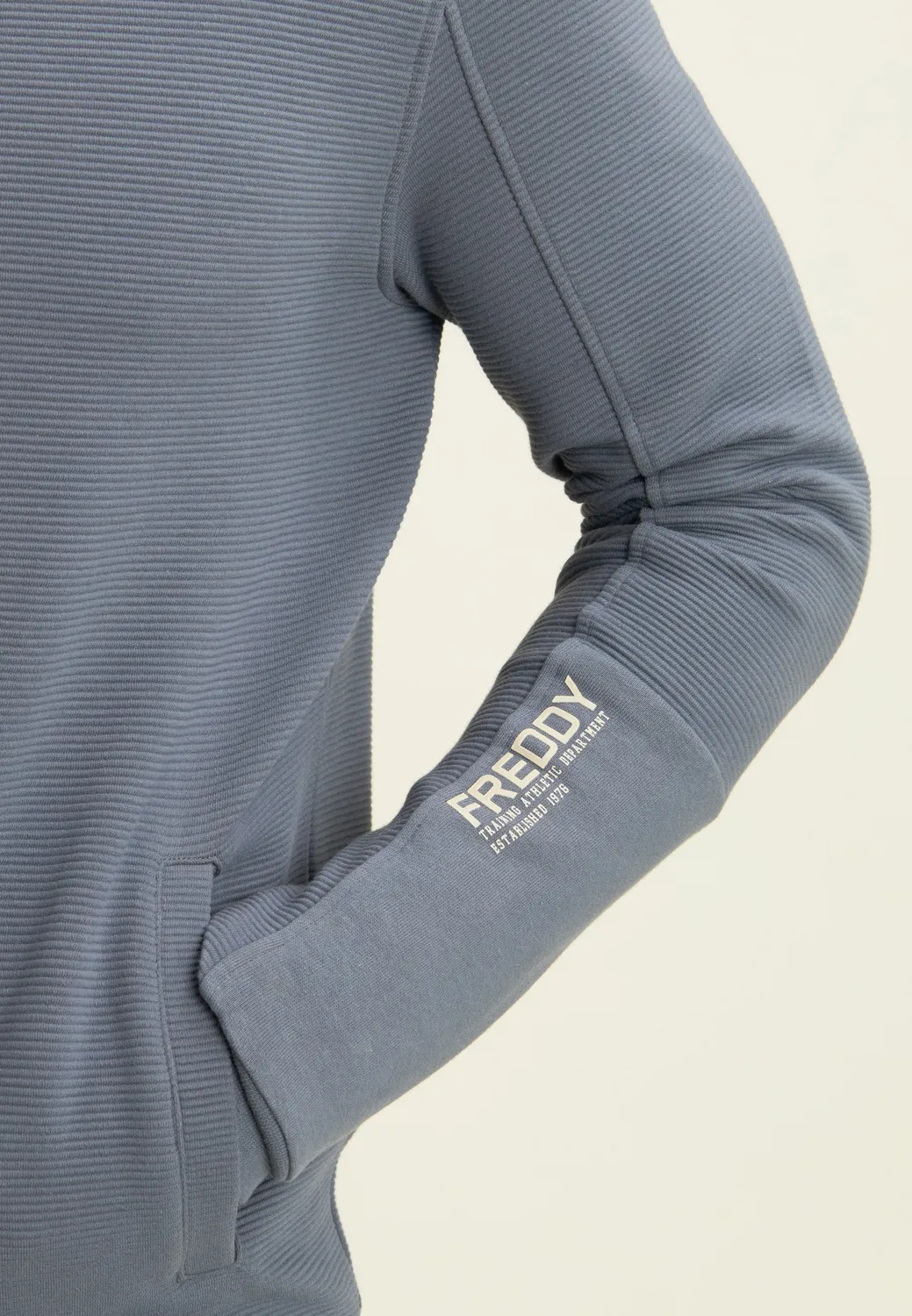 Freddy Full-Zip Sweatjacke Herren schwarz gerippt Grafik