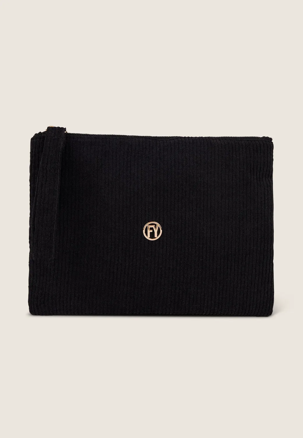 Freddy FY Cord Clutch Einheitsgröße schwarz Goldlogo