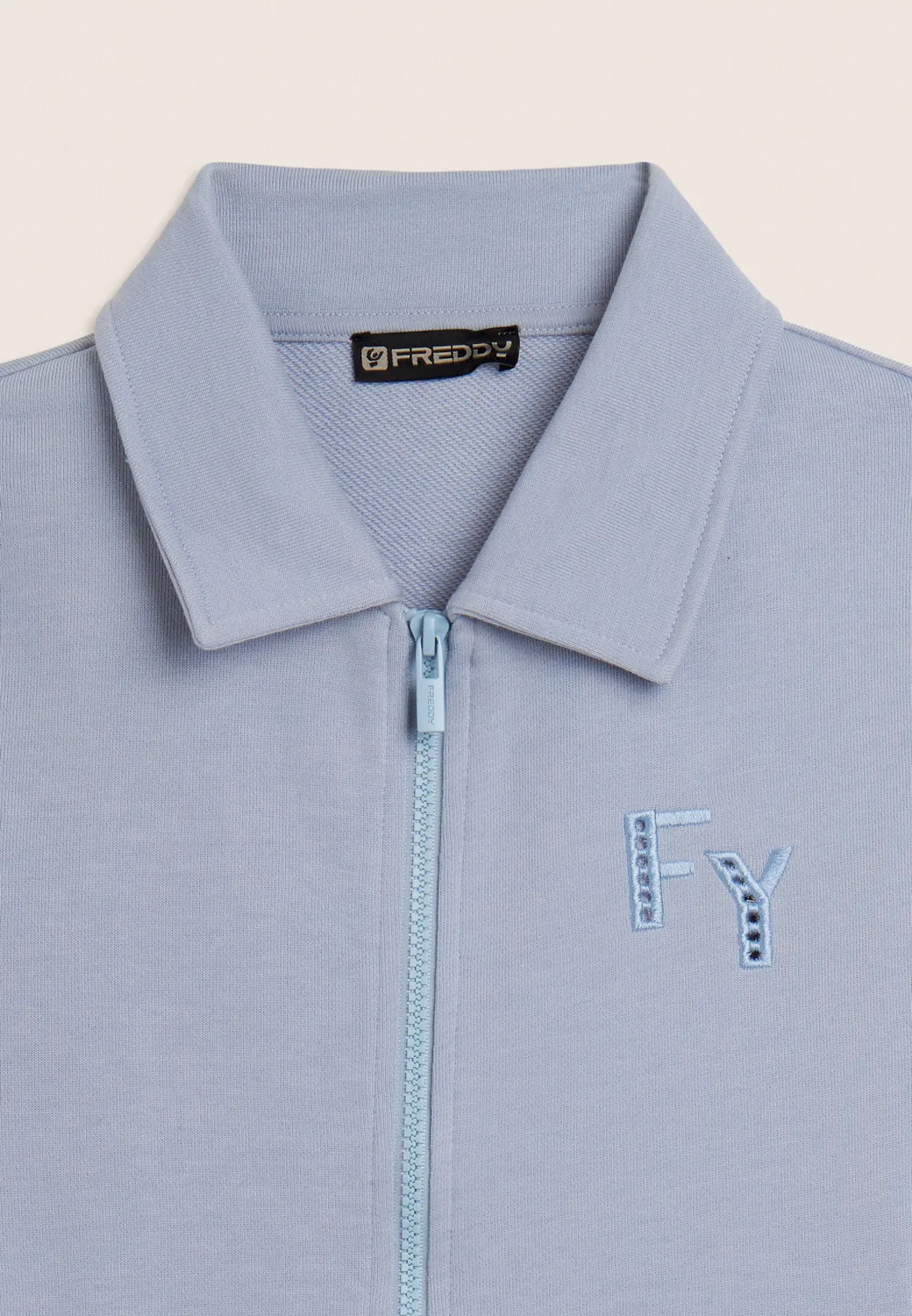 Freddy Full-Zip Sweatjacke Hemdkragen Zen Blue French Terry